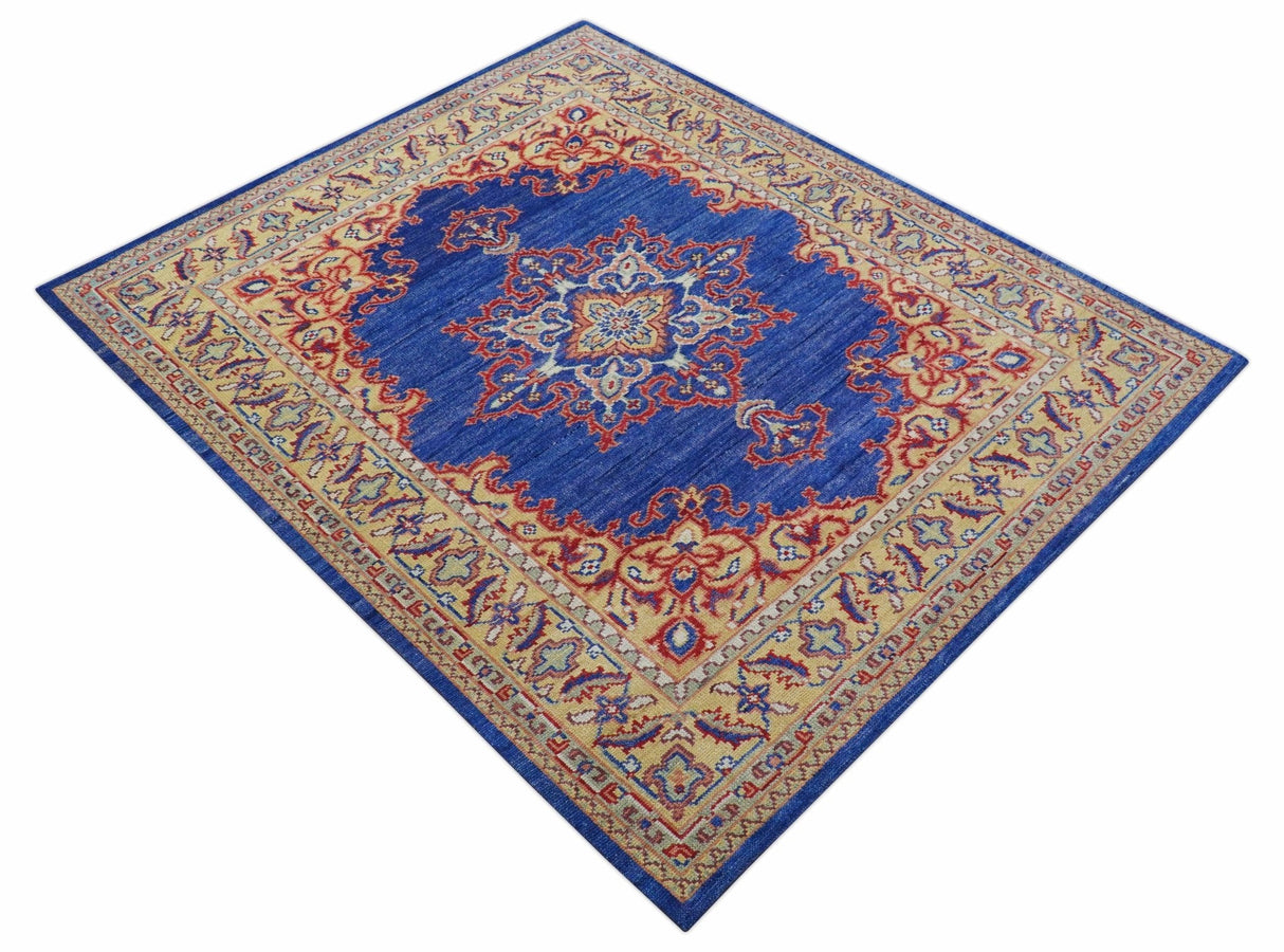 Isfahan Custom Made Traditional Blue And Beige Hand Knotted Wool Rug