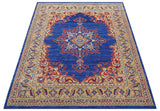 Isfahan Custom Made Traditional Blue And Beige Hand Knotted Wool Rug
