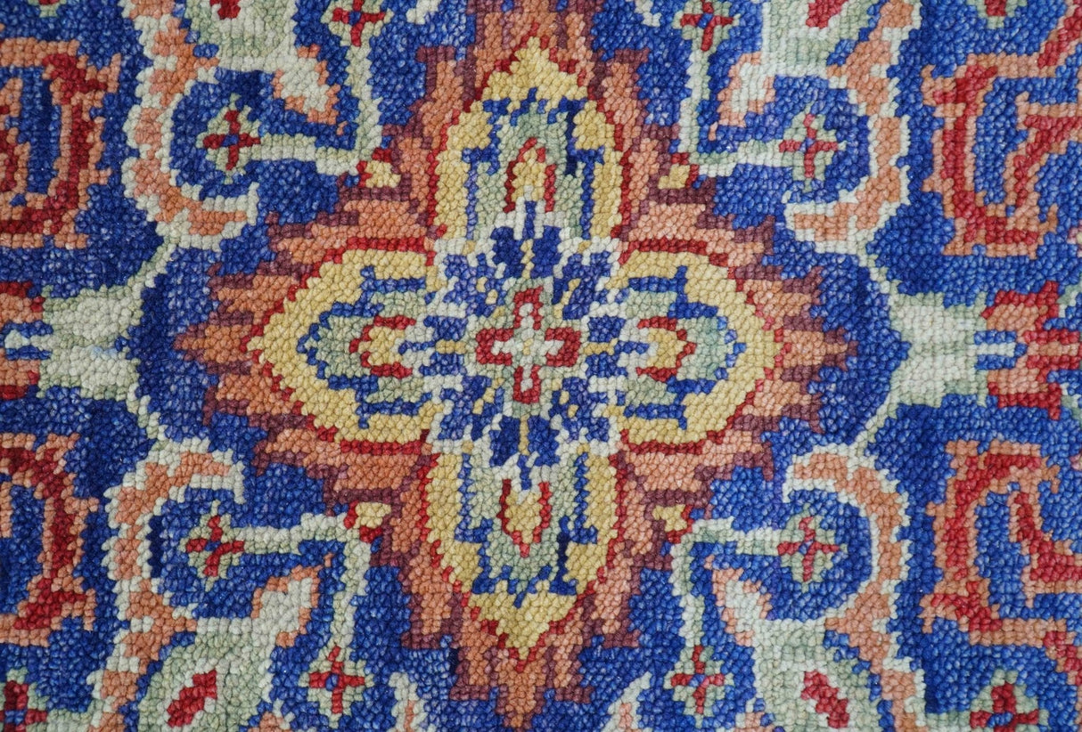 Isfahan Custom Made Traditional Blue And Beige Hand Knotted Wool Rug