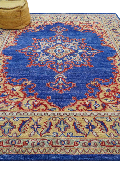Isfahan Custom Made Traditional Blue And Beige Hand Knotted Wool Rug