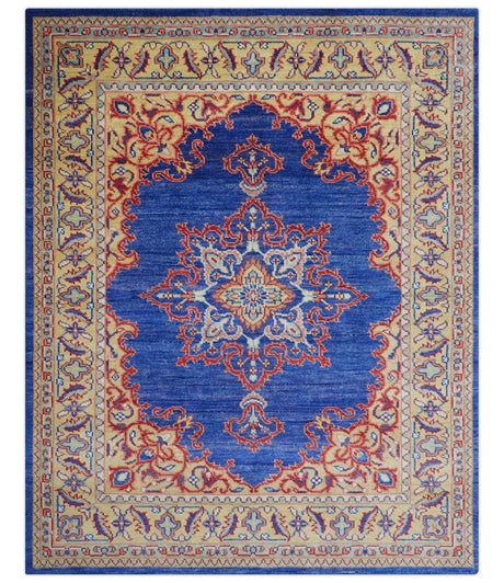 Isfahan Custom Made Traditional Blue And Beige Hand Knotted Wool Rug