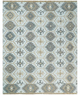 Ivory And Beige Modern Style Fine Wool and Viscose Rug