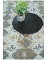 Ivory And Beige Modern Style Fine Wool and Viscose Rug