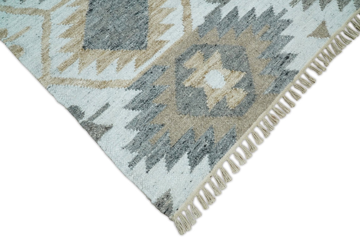 Ivory And Beige Modern Style Fine Wool and Viscose Rug