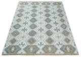 Ivory And Beige Modern Style Fine Wool and Viscose Rug