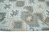 Ivory And Beige Modern Style Fine Wool and Viscose Rug