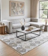 Ivory And Beige Modern Style Fine Wool and Viscose Rug