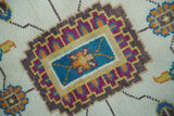 Ivory and Blue Hand Knotted Traditional Design 8x10 wool Area Rug