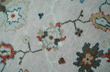 Ivory and Blue Hand knotted Traditional Oushak wool Area Rug