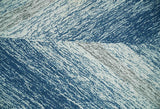 Ivory And Blue Modern Abstract Hand Woven Wool Area Rug