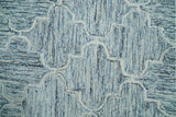 Ivory and Blue Modern Geometric Hand Tufted Multi Size Natural Wool Area Rug