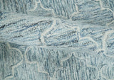 Ivory and Blue Modern Geometric Hand Tufted Multi Size Natural Wool Area Rug