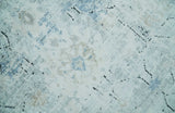 Ivory And Blue Vintage Design Modern Abstract Art Silk Area Rug