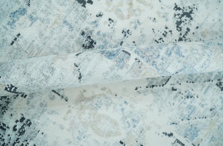 Ivory And Blue Vintage Design Modern Abstract Art Silk Area Rug