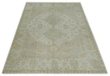 Ivory and Brown distressed finished Traditional Floral Low Pile Multi Size wool Area Rug