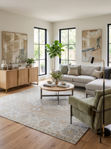 Ivory and Brown distressed finished Traditional Floral Low Pile Multi Size wool Area Rug