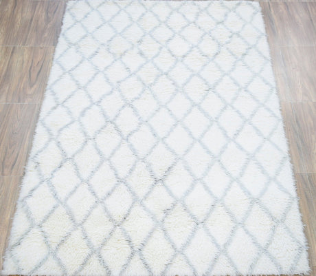 Ivory and Charcoal Modern Style Handmade Wool Area Rug