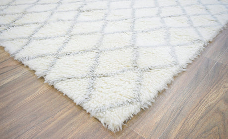 Ivory and Charcoal Modern Style Handmade Wool Area Rug