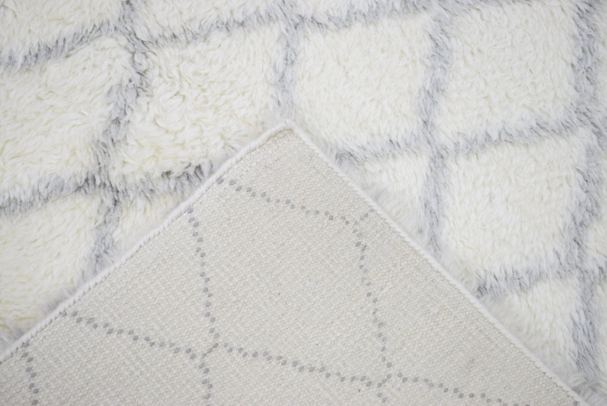 Ivory and Charcoal Modern Style Handmade Wool Area Rug