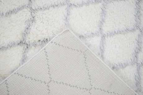 Ivory and Charcoal Modern Style Handmade Wool Area Rug