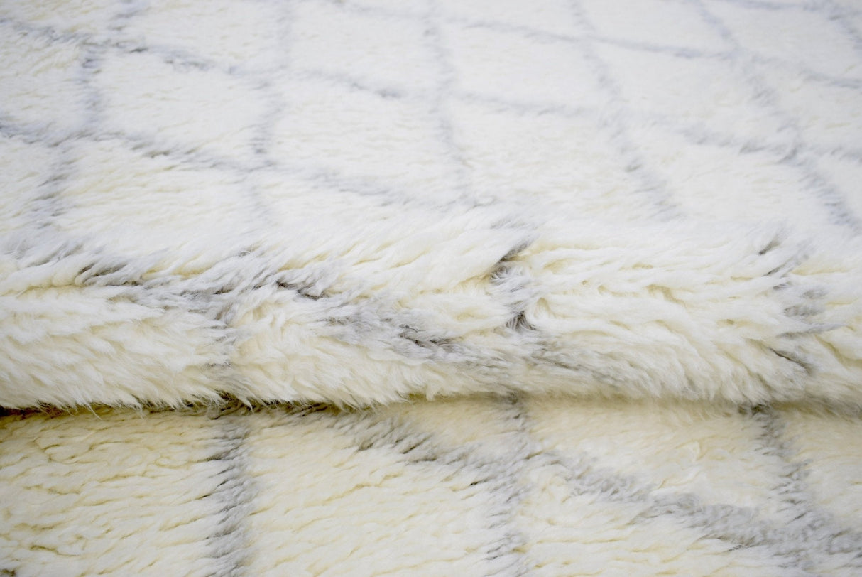 Ivory and Charcoal Modern Style Handmade Wool Area Rug