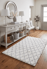 Ivory and Charcoal Modern Style Handmade Wool Area Rug
