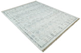 Ivory and Gray Modern Geometrical Hand Woven Wool Rug