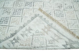 Ivory and Gray Modern Geometrical Hand Woven Wool Rug