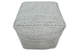 Ivory and GRAY Modern Handwoven Gray Blue Pouf Ottoman Made with Viscose, Contemporary Chevron Design, footstool, couch, side table | TRD109-Pouf-Parc Decor