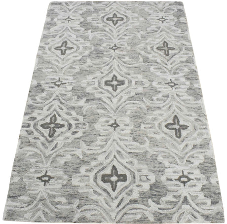Ivory And Gray Modern Style Hand Tufted Wool Area rug
