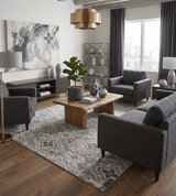 Ivory And Gray Modern Style Hand Tufted Wool Area rug