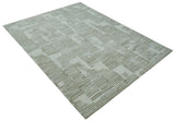Ivory and Olive Modern Stripes Design Hand Tufted 8x10 wool Area Rug, Kids, Living Room and Bedroom Rug