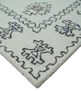 Ivory and Peach Persian Style Tribal Hand Tufted Wool Area Rug