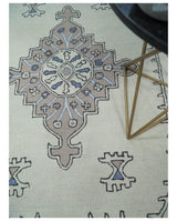 Ivory and Peach Persian Style Tribal Hand Tufted Wool Area Rug