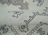 Ivory and Peach Persian Style Tribal Hand Tufted Wool Area Rug