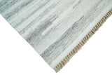 Ivory and Silver fine Wool and Viscose Kilim Rug