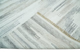 Ivory and Silver fine Wool and Viscose Kilim Rug