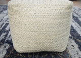 Ivory, Beige and Gray Modern Chevron Handwoven Beige Pouf Ottoman Made with Viscose, Contemporary Chevron Design, Footstool, Couch, Side table | TRD110-Pouf-Parc Decor