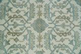 Ivory, Blue and Beige Hand knotted Traditional Large Design Multi Size wool Area Rug
