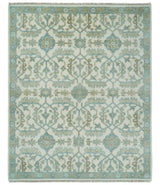 Ivory, Blue and Beige Hand knotted Traditional Large Design Multi Size wool Area Rug