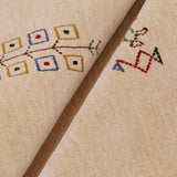 Ivory Border Patterns Hand Loomed Wool Area Rug