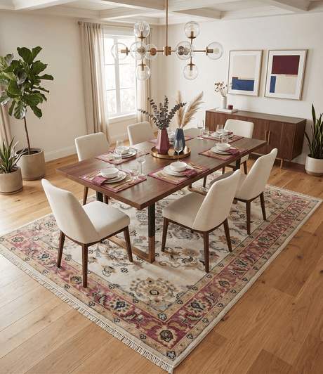 Ivory, Brown, Olive and Charcoal Traditional Heriz Medallion Custom Made Wool Area Rug