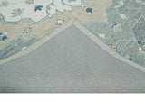 Ivory, Camel and Blue Hand Tufted Traditional Design Wool Area Rug