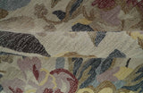 Ivory, Charcoal and Olive Floral Design 8x10 Colorful Hand Tufted wool rug