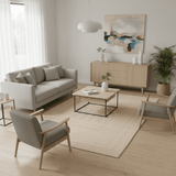 Ivory Contemporary Design Hand Loomed Wool Area Rug