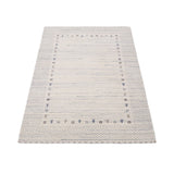 Ivory Contemporary Gabbeh Border Design Hand Loomed Wool Rug