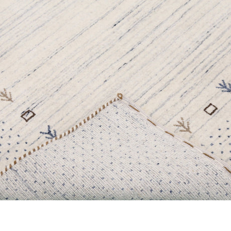 Ivory Contemporary Gabbeh Border Design Hand Loomed Wool Rug
