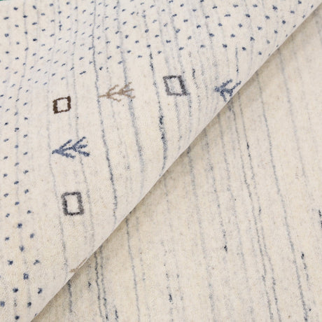 Ivory Contemporary Gabbeh Border Design Hand Loomed Wool Rug