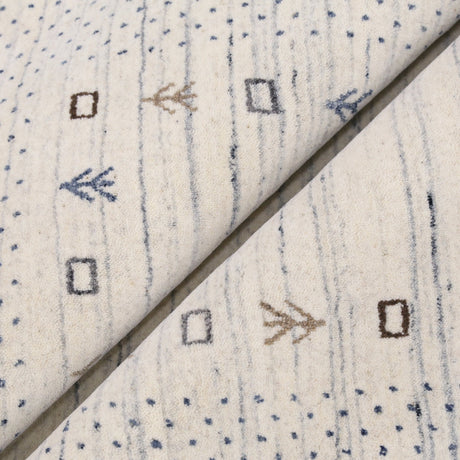 Ivory Contemporary Gabbeh Border Design Hand Loomed Wool Rug