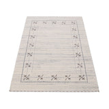 Ivory Gabbeh Border Design Hand Loomed Wool Rug